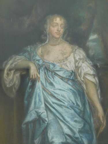 After Sir Peter Lely. Portrait of Lady Henrietta Hayward, pastel, 60cm x 45cm. 
Label verso,...
