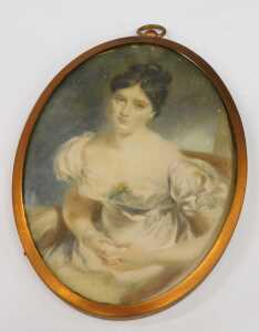 Five 19thC School miniatures, comprising After Sir Thomas Lawrence. Lady Blessington, profile,... - 2