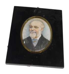 Late Victorian school. Portrait miniature of a gentleman, quarter profile, gouache on ivory,...