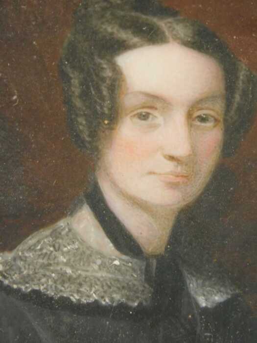 19thC English School. Portrait miniature of a lady in mourning robes, gouache on ivory, unsigned,...