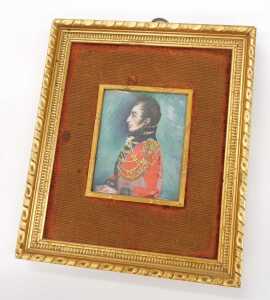 19thC English School. Portrait reputed to be General Walker in uniform facing dexter, gouache on... - 2