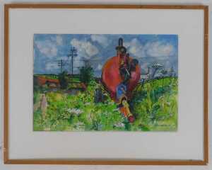 Rigby Graham (1931-2015). Hillam Slurry Slave Stoke Dry 578 Model, watercolour, signed, titled... - 2