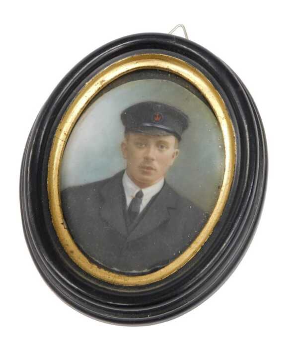 20thC English School. Navy officer portrait miniature, on ivory, unsigned, 7cm x 6cm, frame...