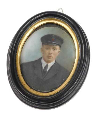 20thC English School. Navy officer portrait miniature, on ivory, unsigned, 7cm x 6cm, frame...