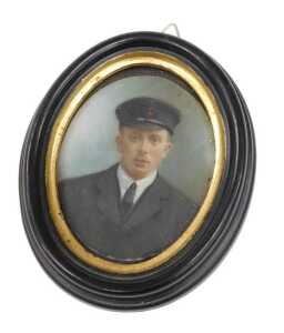 20thC English School. Navy officer portrait miniature, on ivory, unsigned, 7cm x 6cm, frame...