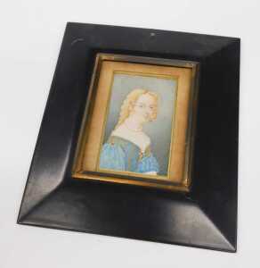 19thC English School. Portrait of Emma Cooper, quarter profile, gouache on ivory, attributed... - 2