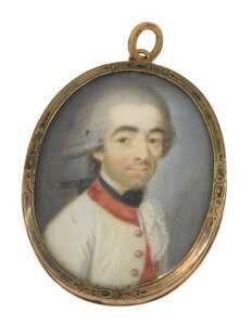 Manner of John Smart (19thC English School). Portrait of a Regency gentleman, quarter profile,...