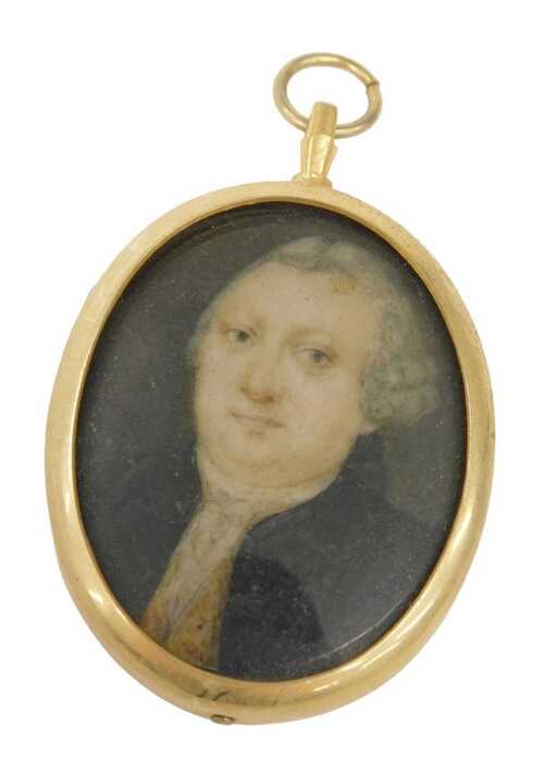 19thC English School. Portrait miniature of a gentleman, quarter profile, gouache on ivory,...