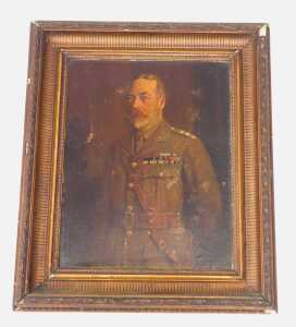 After Alexander Berrie. George V portrait in military uniform, print, unsigned, 36cm x 29cm. - 2
