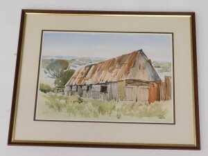 Alan Oliver (20thC). Barn, watercolour, signed and dated (19)83, The Old House Gallery label... - 2