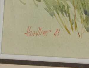 Alan Oliver (20thC). Barn, watercolour, signed and dated (19)83, The Old House Gallery label... - 3