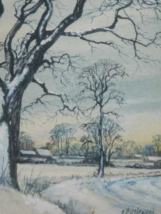 Eric L Littlewood (b.1930). Snow scene I, near north Kelsey, watercolour, signed, attributed verso.