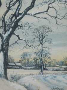 Eric L Littlewood (b.1930). Snow scene I, near north Kelsey, watercolour, signed, attributed verso.
