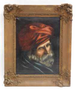 19thC School. Portrait of a bearded gentleman, oil on canvas, written verso Mr Aston Singeon... - 2