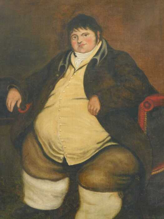 19thC English School. Portrait of Daniel Lambert (1770-1809), oil on canvas, titled to the mount,...