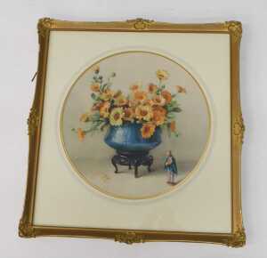 After King. Marigolds and Anemones still life, print, 37cm diameter. - 2