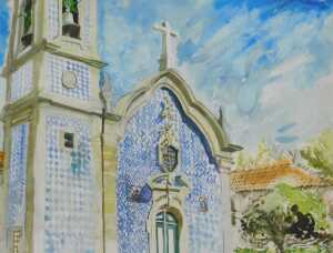 Mike Helmy (20thC). Church exterior, watercolour, signed, 41cm x 49cm.