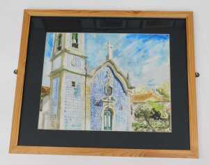 Mike Helmy (20thC). Church exterior, watercolour, signed, 41cm x 49cm. - 2