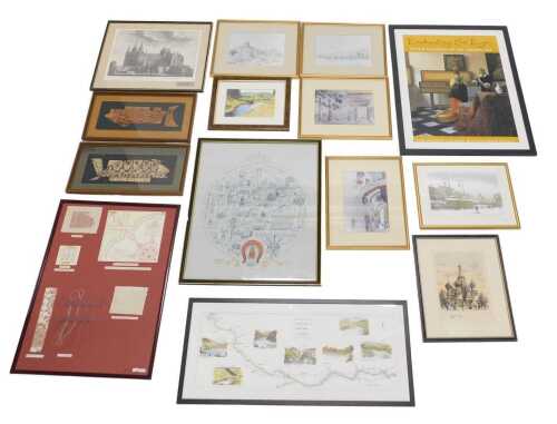Various pictures and prints, to include after Bowls, The Cathedral Church of Peterborough, late...