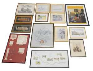 Various pictures and prints, to include after Bowls, The Cathedral Church of Peterborough, late...