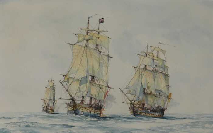 J Terry Culpan (20thC). Shipping scene, clippers on calm waters, watercolour, signed and dated...