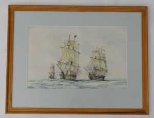 J Terry Culpan (20thC). Shipping scene, clippers on calm waters, watercolour, signed and dated... - 2