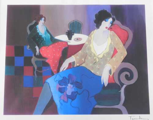Itzchak Tarkay (1935-2012). Little Round Table, seriolithograph, 44cm x 51cm.