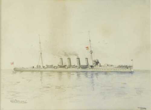 D Shoppee (19thC). HMS Bristol, watercolour, signed, titled and dated (19)11, annotated verso,...