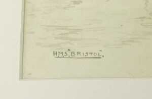 D Shoppee (19thC). HMS Bristol, watercolour, signed, titled and dated (19)11, annotated verso,... - 4