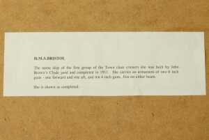 D Shoppee (19thC). HMS Bristol, watercolour, signed, titled and dated (19)11, annotated verso,... - 6
