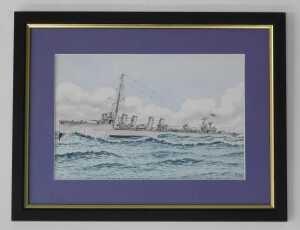 20thC School. HMS Marksman, ink and wash, indistinctly signed and dated (19)18, with associated... - 2