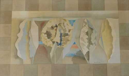 David Easton (1935-2019). Flower head and leaves, watercolour, signed, 45cm x 76cm.
