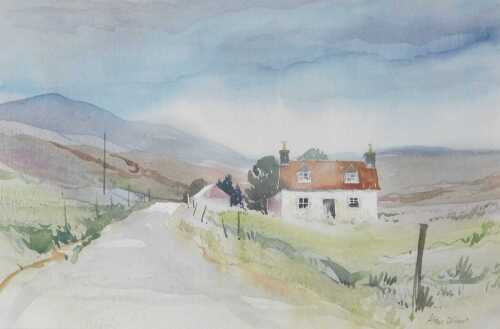 Alan Oliver (20thC). Crofter's Cottage Scotland 1987, watercolour, signed, attributed with...