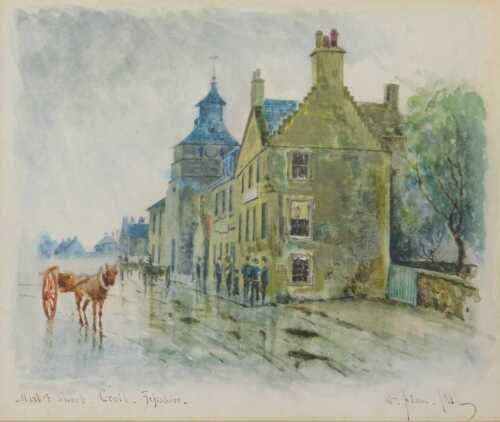 William Adam (1846-1931). Market street Crail Fifeshire, watercolour, signed, dated (18)83 and...