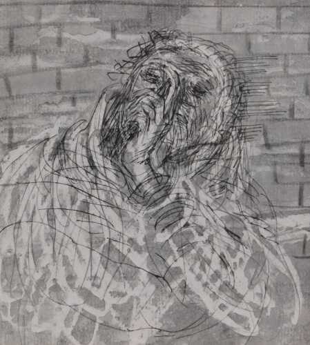 After Henry Moore. Woman holding right hand to face, print, circa 1990s, Leyton Public Libraries...