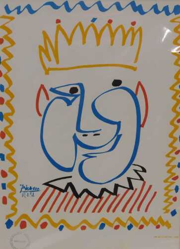 After Pablo Picasso. E Roi Du Carnaval, offset lithograph print, Magdelene stamp, circa 1990s,...
