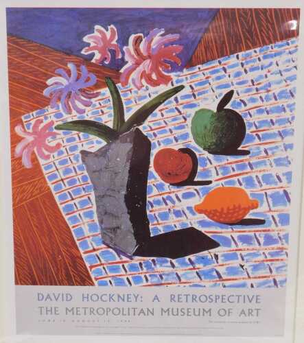 After David Hockney. A Retrospective Metropolitan Museum of Art poster, print, circa 1990s,...