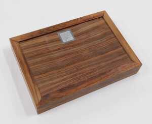 Bandi Paolo (20thC). Card games box, wood and silvered metal, 4cm high, 25cm wide, 17cm deep. - 4