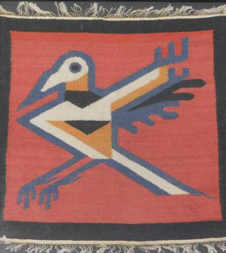 20thC School. Bird embroidery cushion cover, 45cm x 45cm.