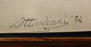 Ottan Viani (20thC). Floral plaque, signed and dated (19)74, 47cm x 31cm, bombay rosewood frame. - 3