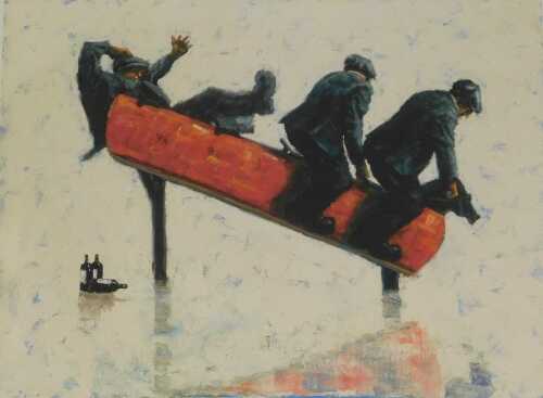 Alexander Miller (b.1960). Cowboys, artist signed limited edition print, number 38/495, 39cm x...