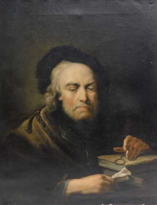 19thC School. Portrait of a scholar, oil on canvas, 76cm x 59cm.