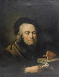 19thC School. Portrait of a scholar, oil on canvas, 76cm x 59cm.