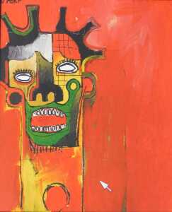 7lok 10 (20thC). Head Study Basquiat style, acrylic on board, 55cm x 35cm.