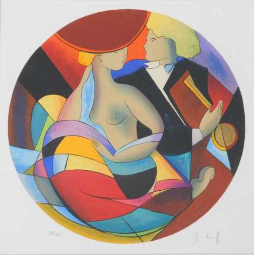 Linda le Kinff (b.1949). Cythere Assiegee, artist signed limited edition serigraph, number...