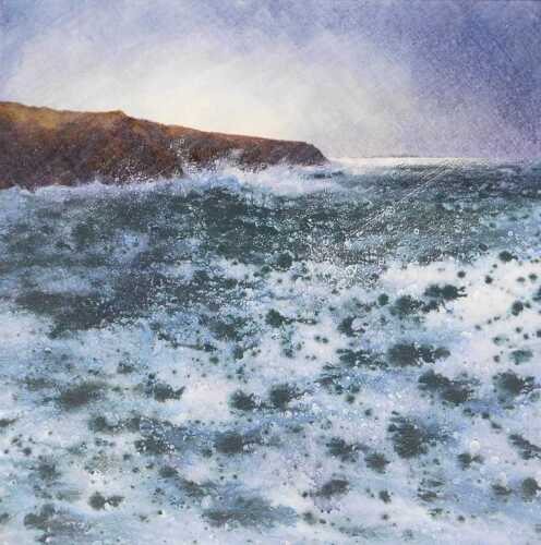 Robert Bell (20thC). Seascape, mixed media on canvas, initialled, 77cm x 76cm.