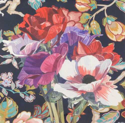 Marjorie Collins (20thC). Anemones, watercolour, signed and titled verso, 54.5cm x 54.5cm.