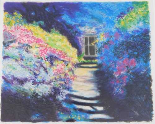 Pelin Damisch (20thC). Garden Path, artist signed limited edition coloured lithographic print,...