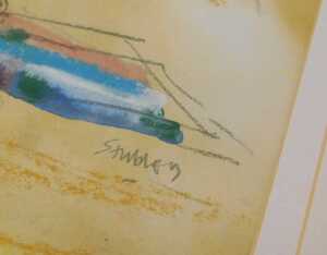 Trevor Stubley (1932-2010). Derelict house on the beach, watercolour, signed, artist's label... - 3