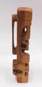 Brian Willsher (1939-2010). Interlocking design wooden sculpture, signed and dated 1982, 39cm high. - 4